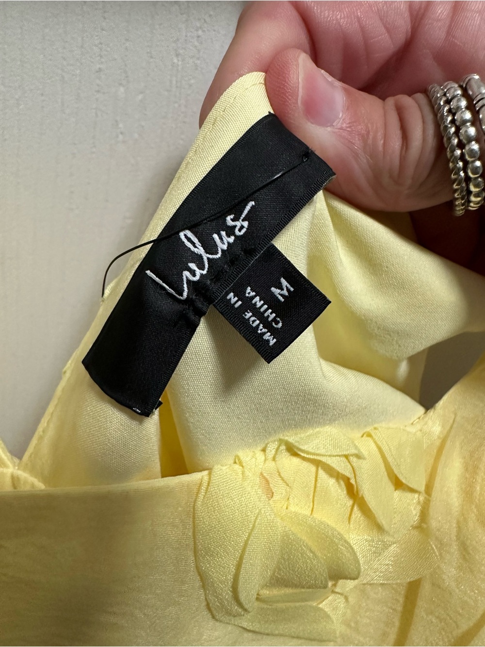 Lulu's Yellow Floral Appliqué Tiered Midi Dress - Picture 3 of 6